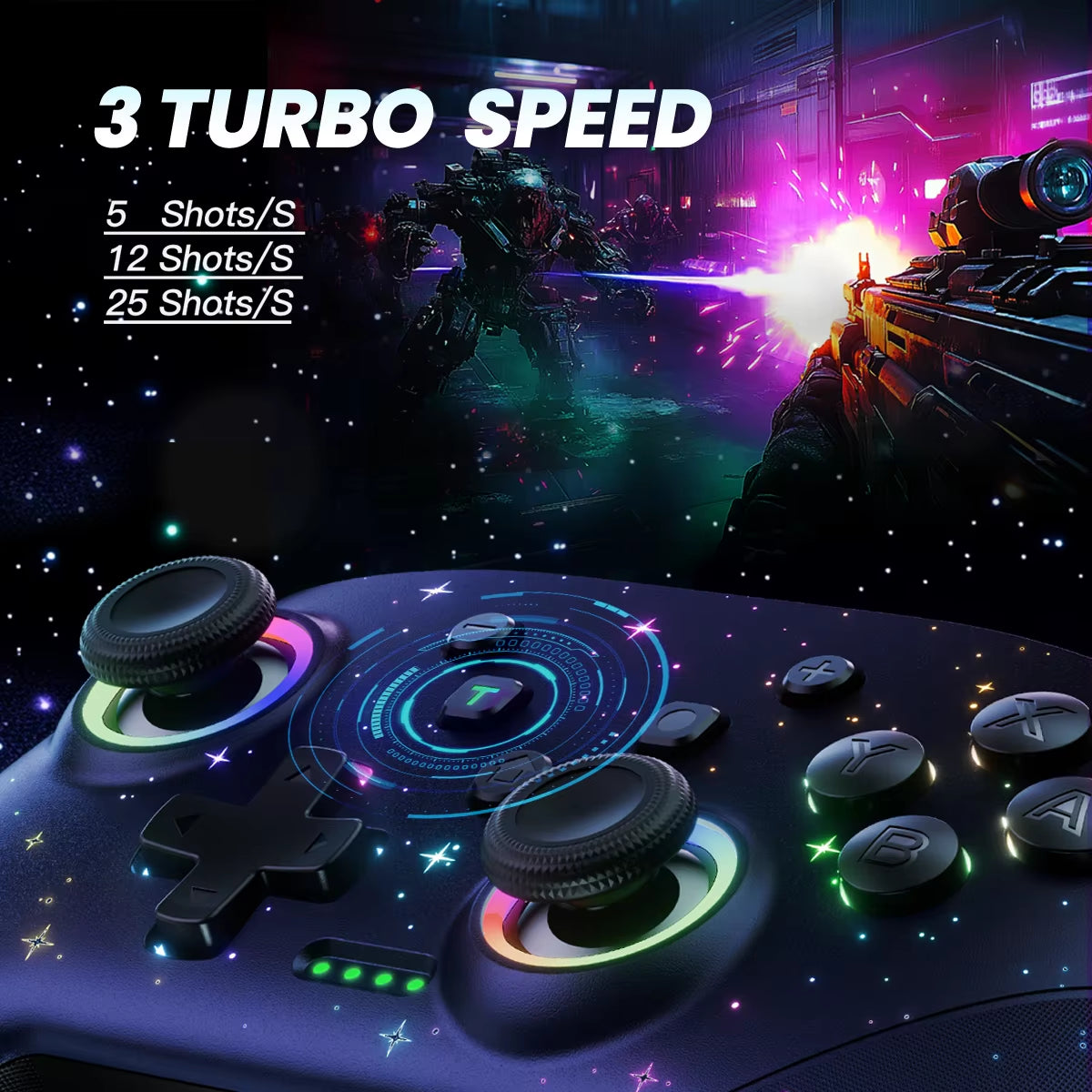 Switch Controller, LED Star Wireless Pro Controller for Switch/Lite/Oled, Multi-Platform Windows Pc/Ios/Android Controller With