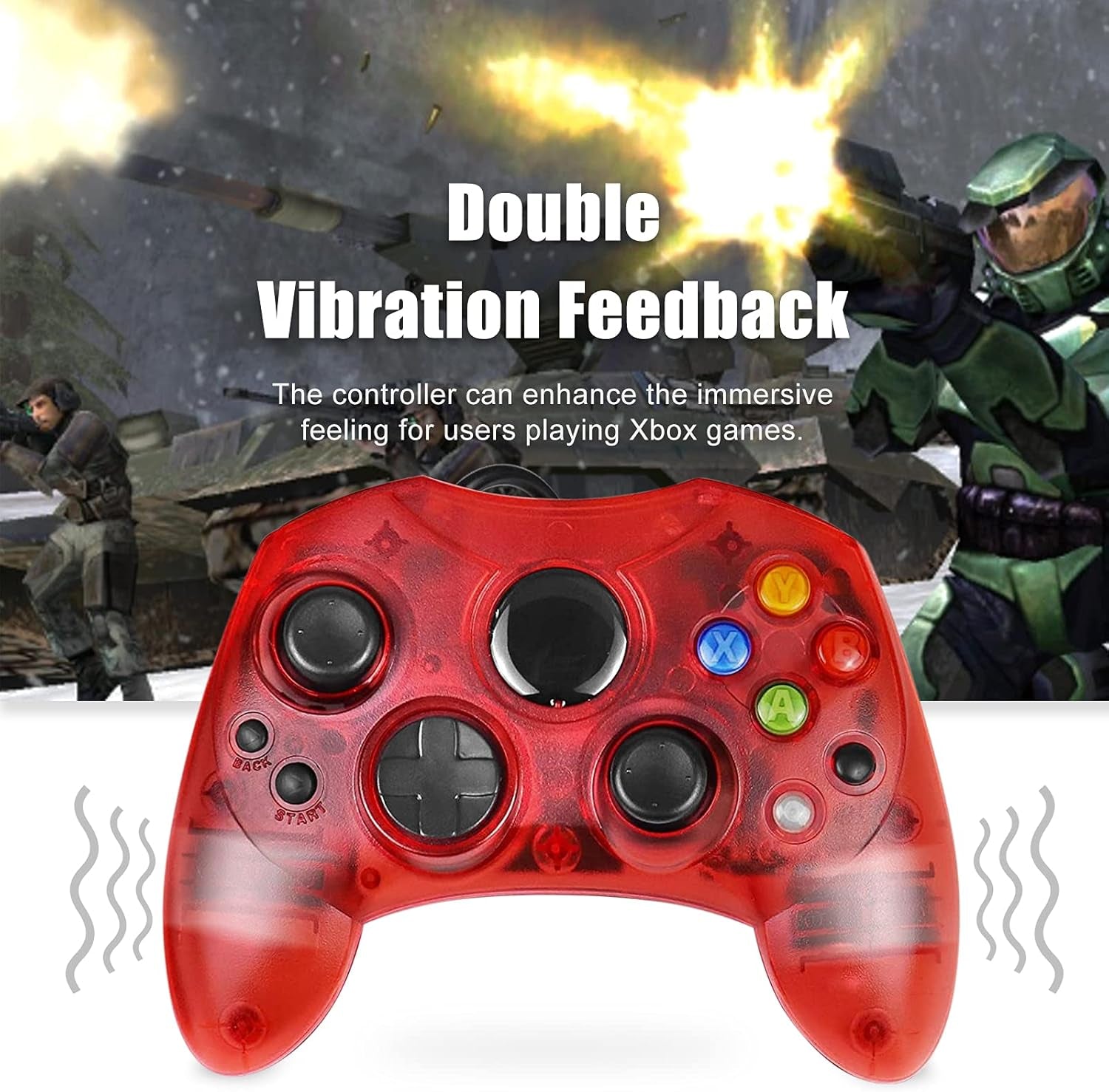 Controller Replacement for Xbox Controller S-Type/Original Xbox Controller,Classic Controller Compatible with Original Xbox Console(Pack of 2,Black and Ruby Red)