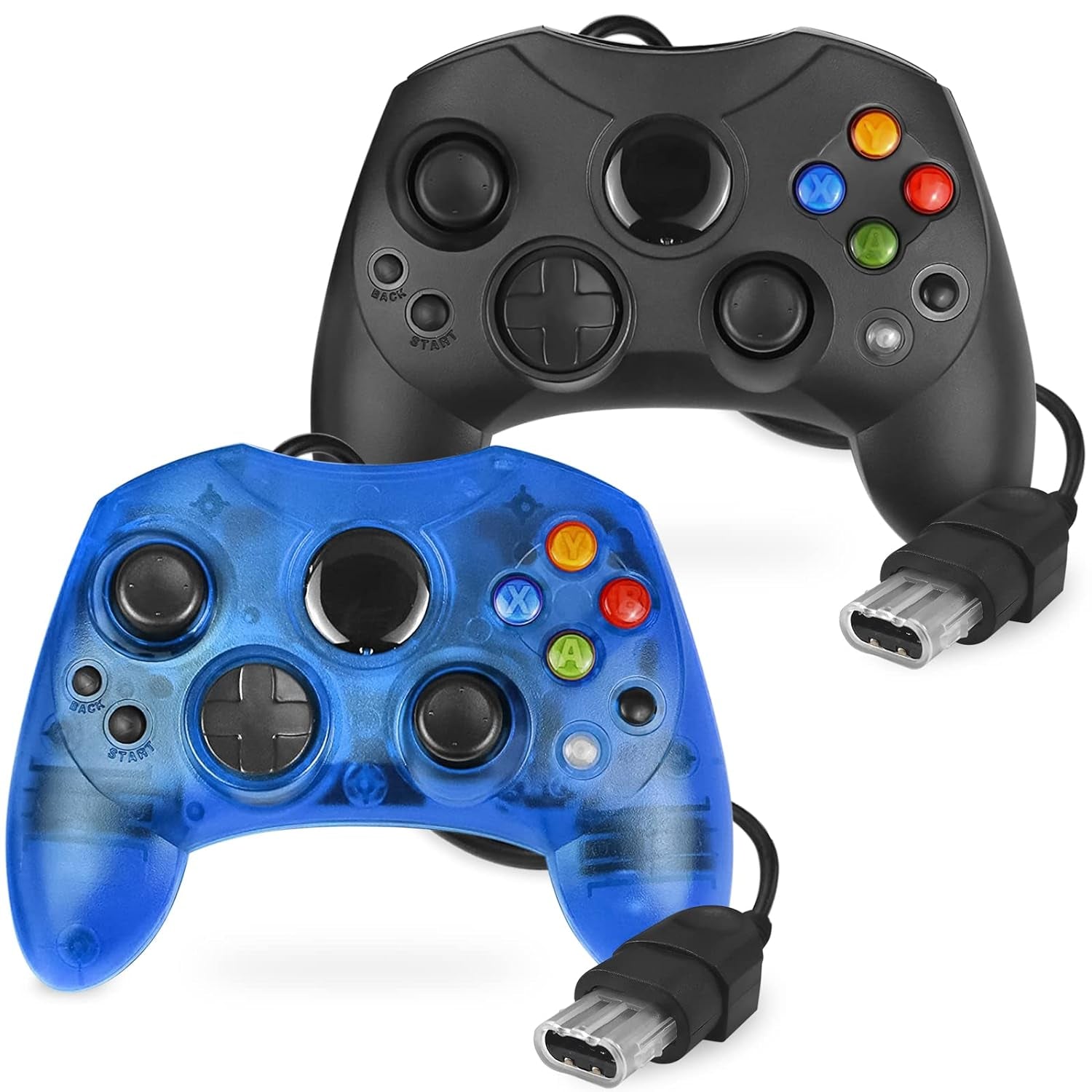 Controller Replacement for Xbox Controller S-Type/Original Xbox Controller,Classic Controller Compatible with Original Xbox Console(Pack of 2,Black and Sapphire Blue)